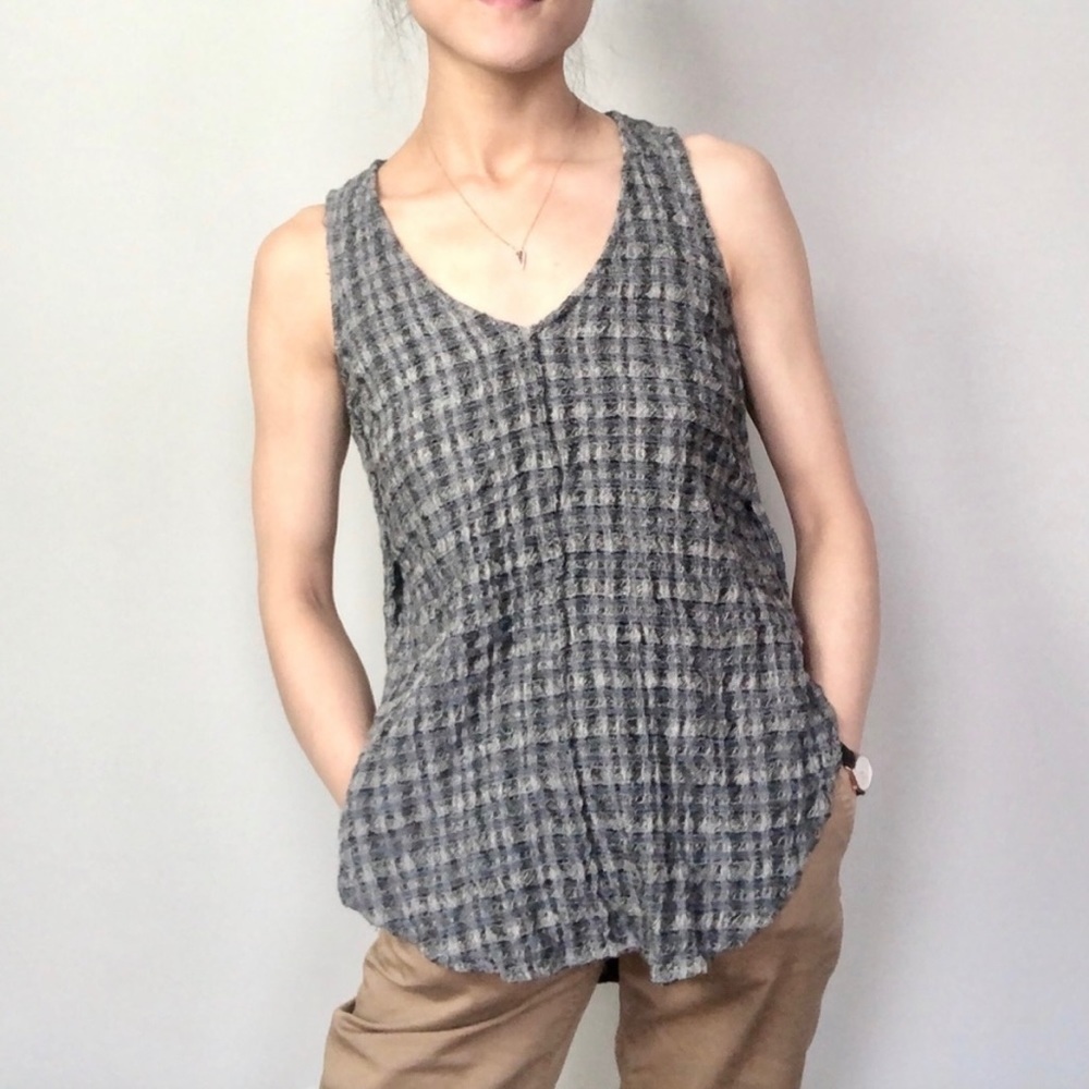 Derek Lam Top Womens Medium Wool Cotton Texture Tank Dark Academia Twee
